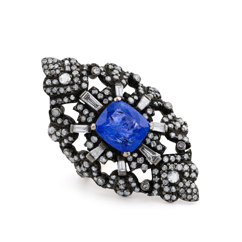 Art Déco Anello Diana M 3,25 ct Zaffiro Art Deco in vendita