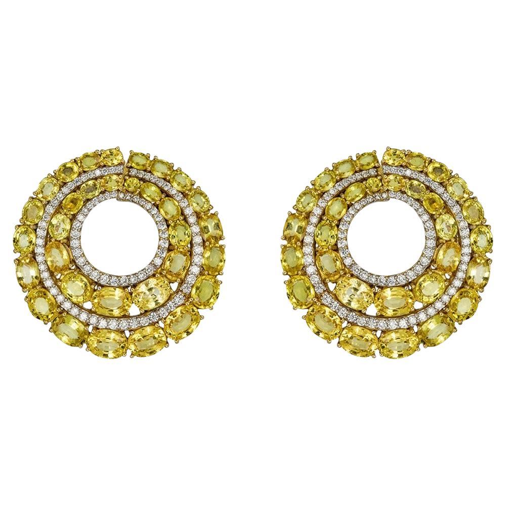 Diana M. 33.12 carats Boucles d'oreilles saphir et diamant en or 18K