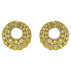 Diana M. 33.12 Cts. Sapphire and Diamond 18K Gold Earrings