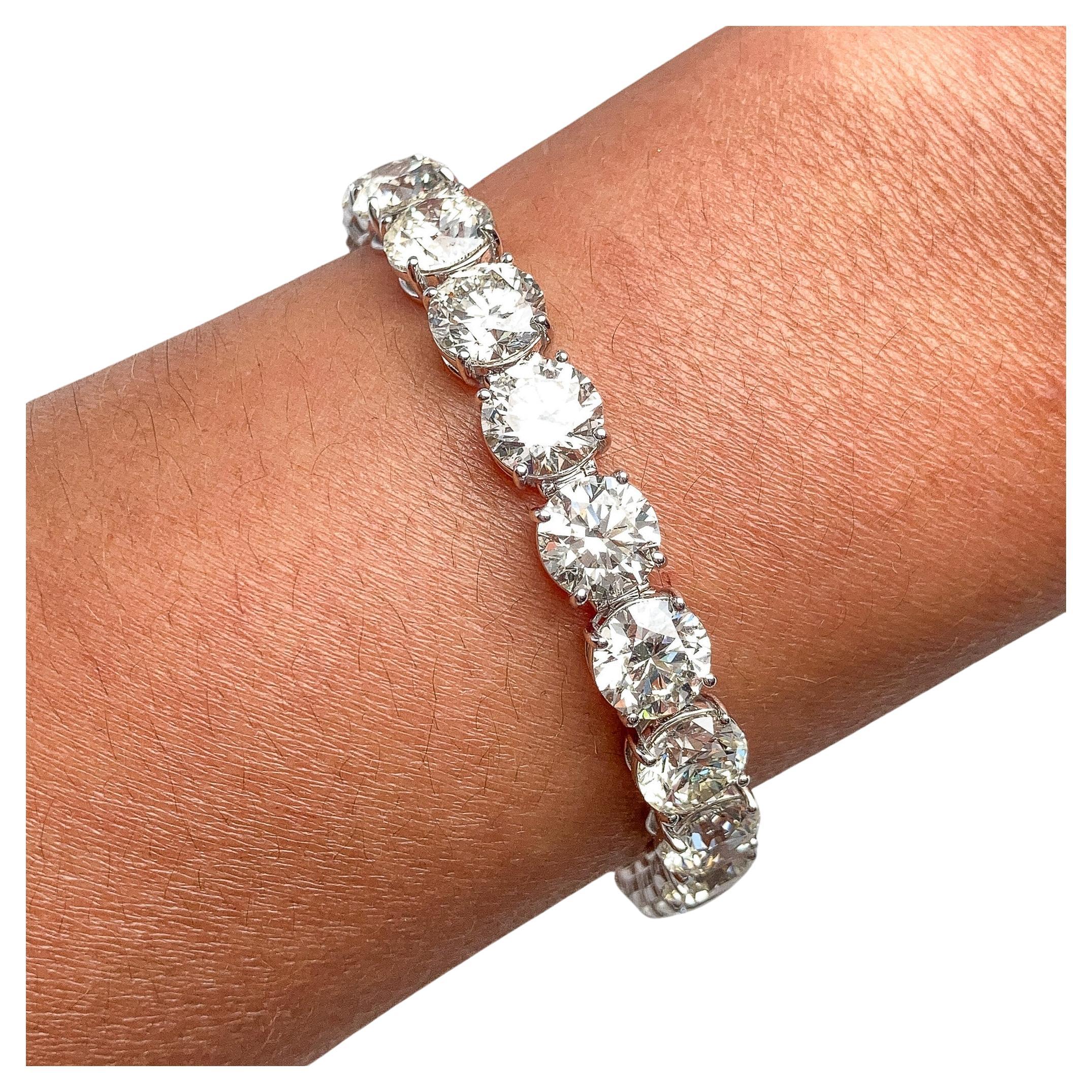 Diana M.  34.60 cts GIA Certified Diamond Tennis Bracelet, 18k 1.50CT each stone For Sale