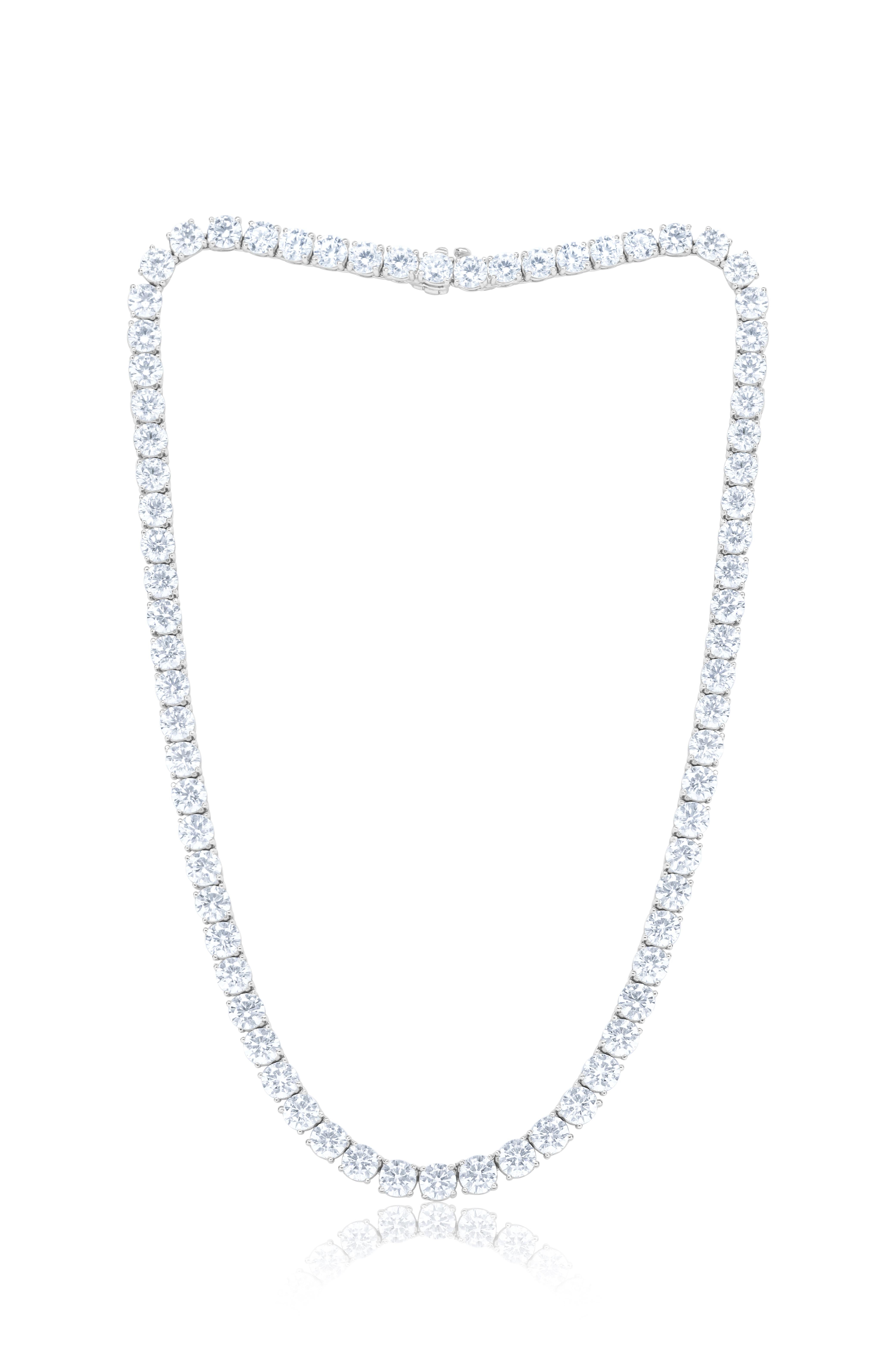 Modern Diana M. Custom 34cts Diamond Tennis Necklace 4-prong FG SI  For Sale