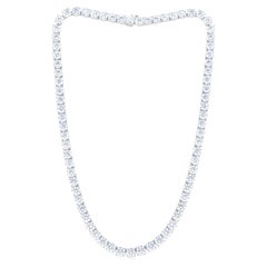 Diana M. Maßgefertigte 34cts Diamant-Tennis-Halskette mit 4 Zacken FG SI 