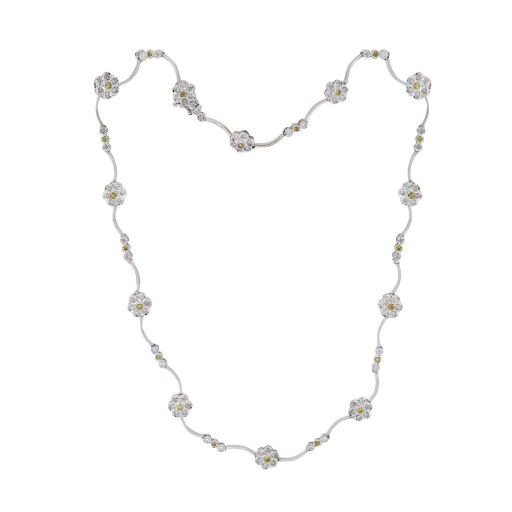 18kt white gold flower necklace containing 3.50 cts of diamonds