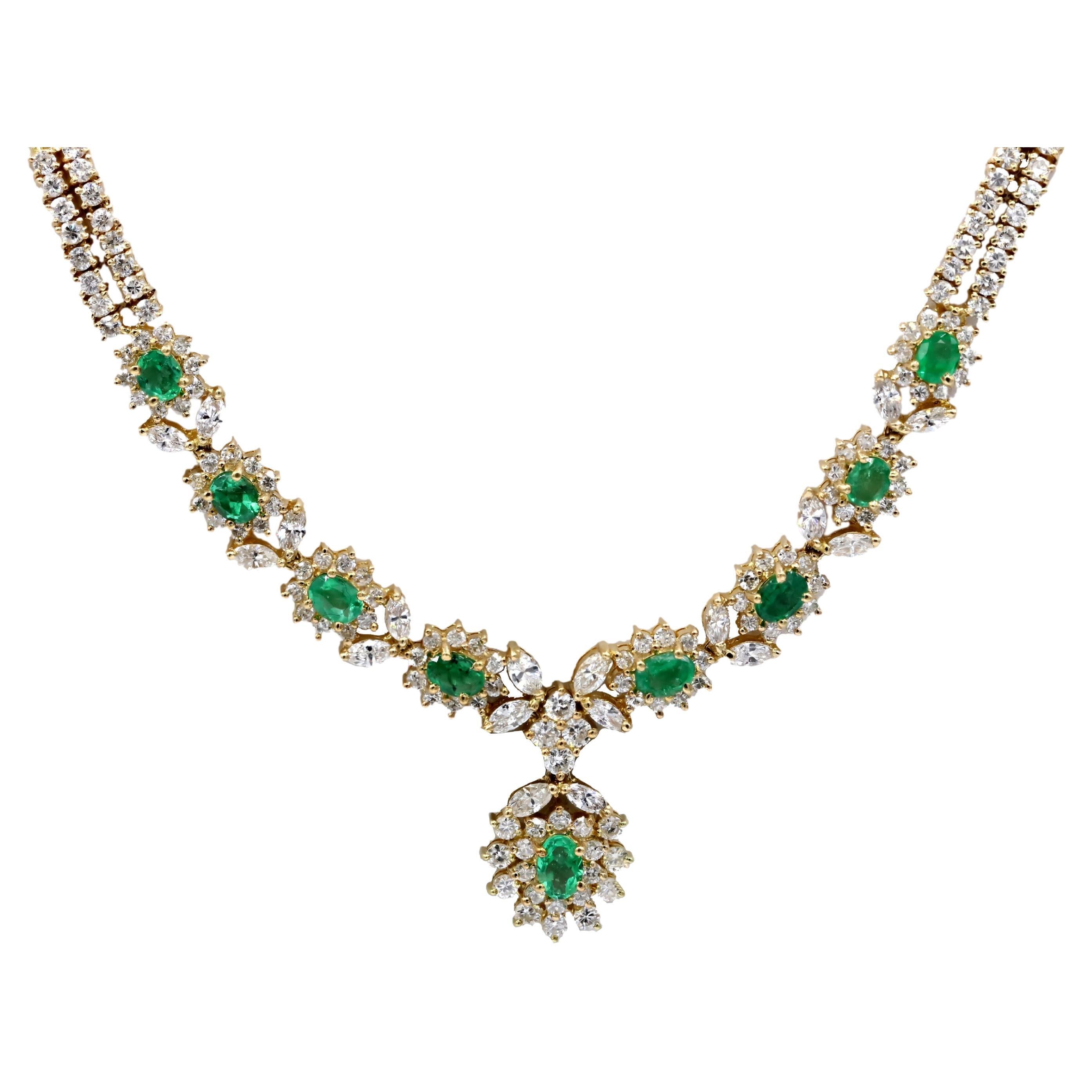 Diana M. 3.60 Carat Emerald and Diamond Necklace in Yellow Gold