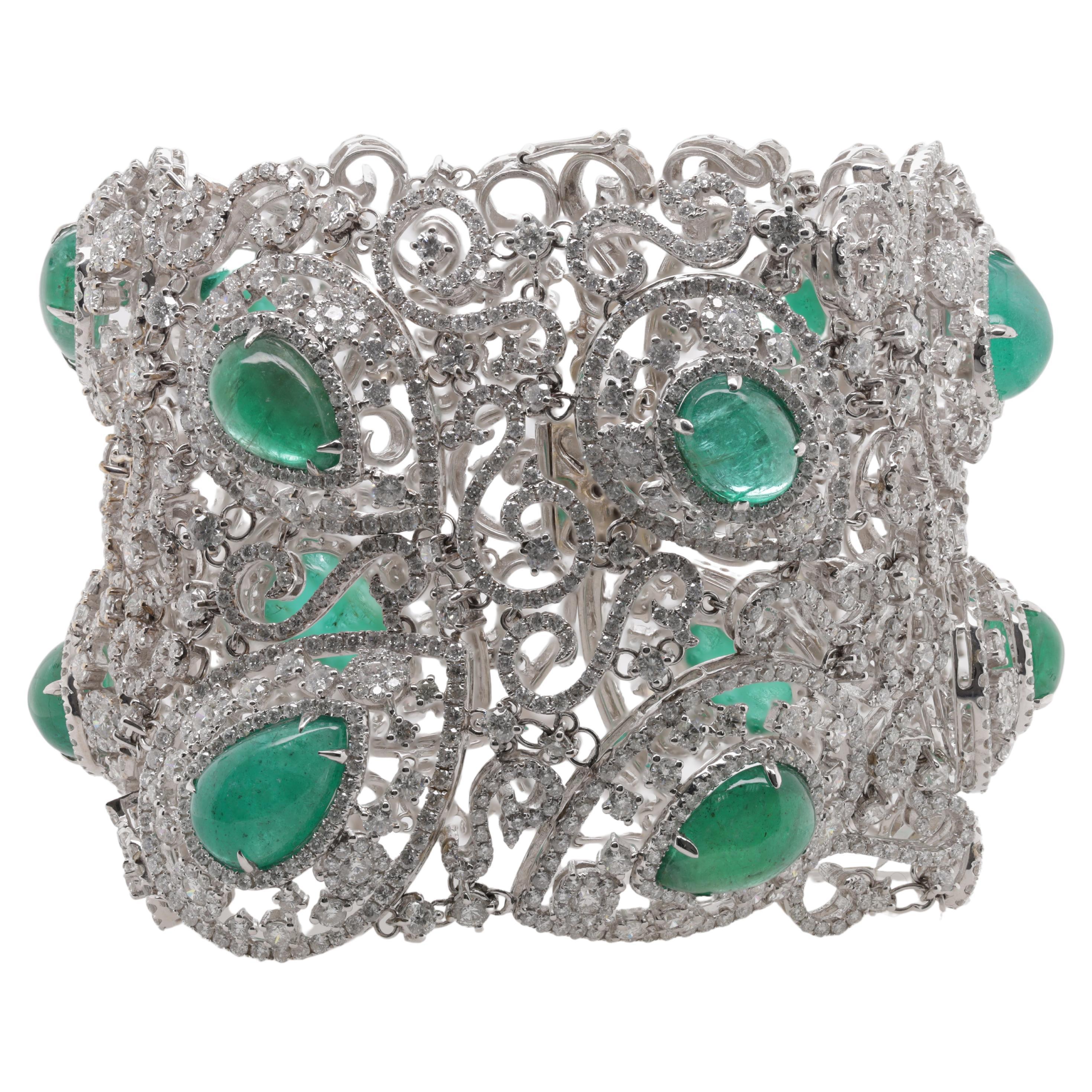 Bracelet de diamants de 36,50 carats et émeraudes