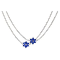 Diana M. 38.97 Cts. Sapphire and Diamond Flower Shape Necklace