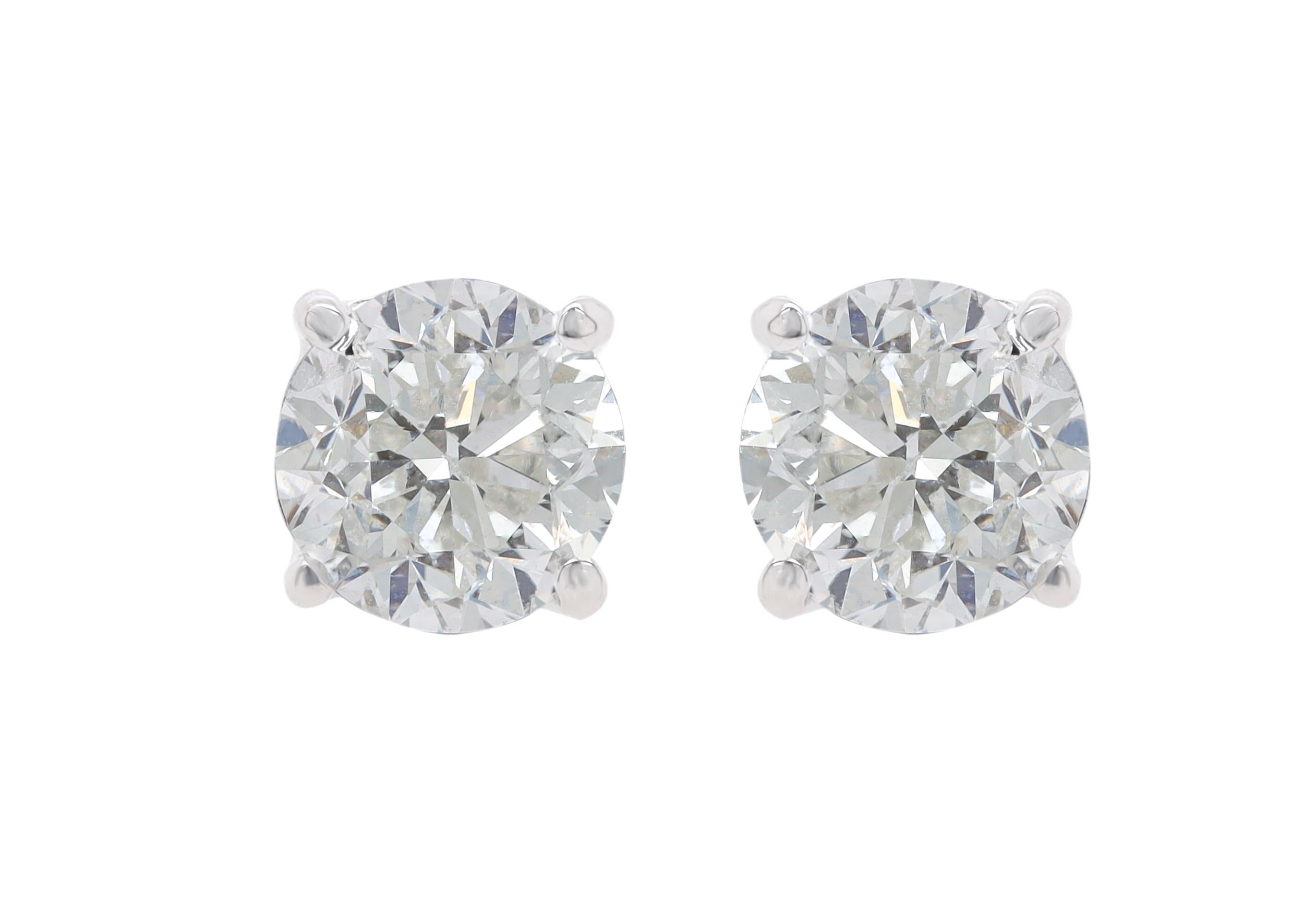 4.02ct Diamond Studs 4-Prong GH Color SI Clarity Screw Backs white gold 14kt 