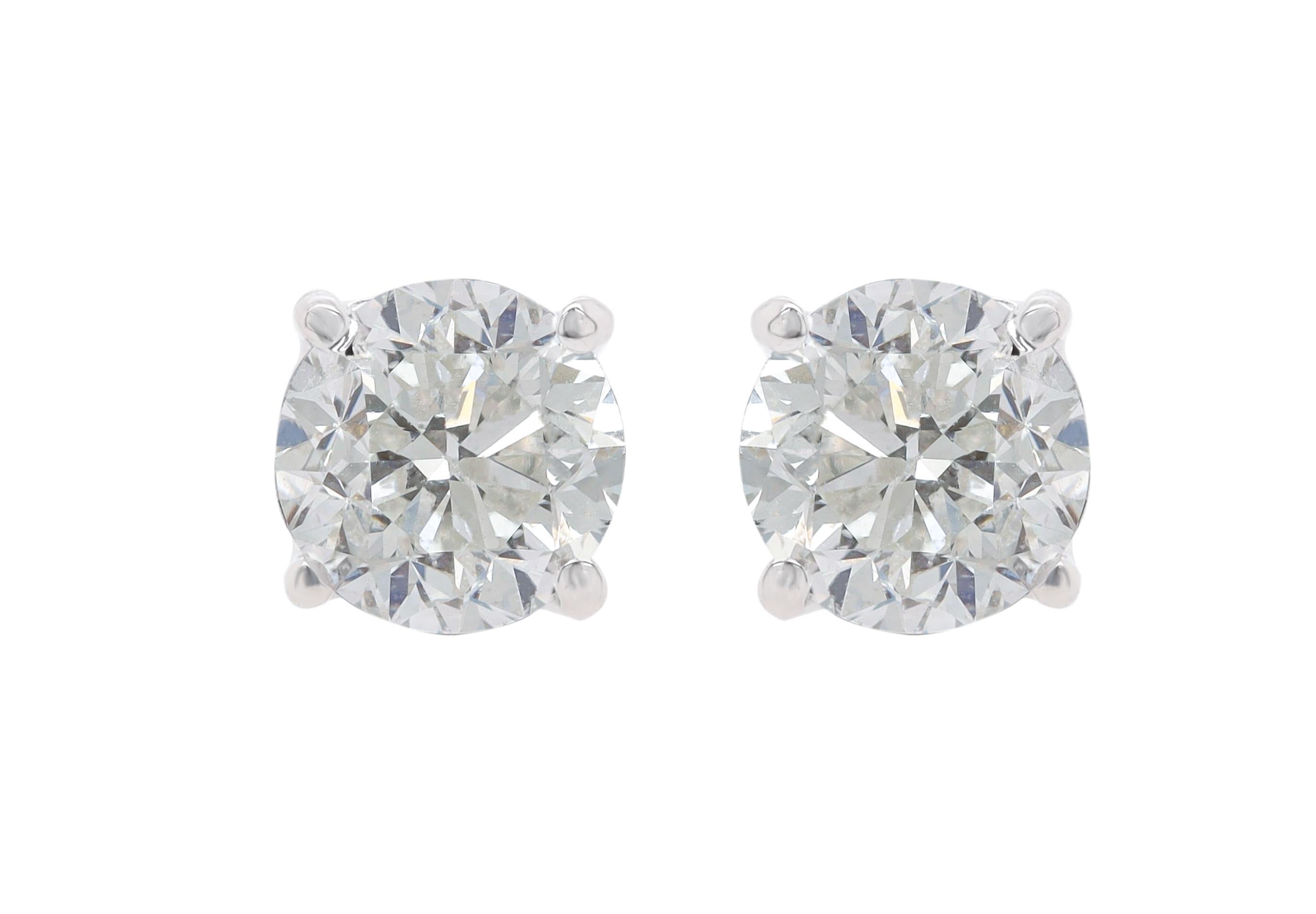 Modern Diana M. 4.02ct Diamond Studs 4-Prong GH Color SI Clarity Screw Backs  For Sale