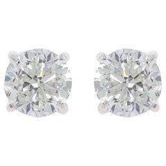 Diana M. 4.02ct Diamond Studs 4-Prong GH Color SI Clarity Screw Backs 