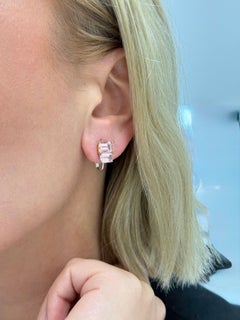 Diana M 4.02cts Emerald Cut Pink Tourmaline Earrings