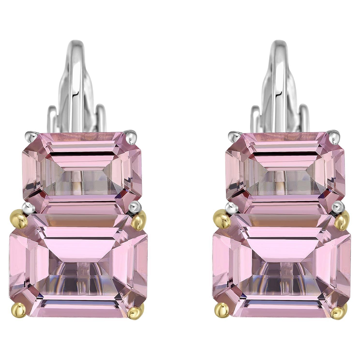 Boucles d'oreilles Diana M 4.02cts Emerald Cut Pink Tourmaline