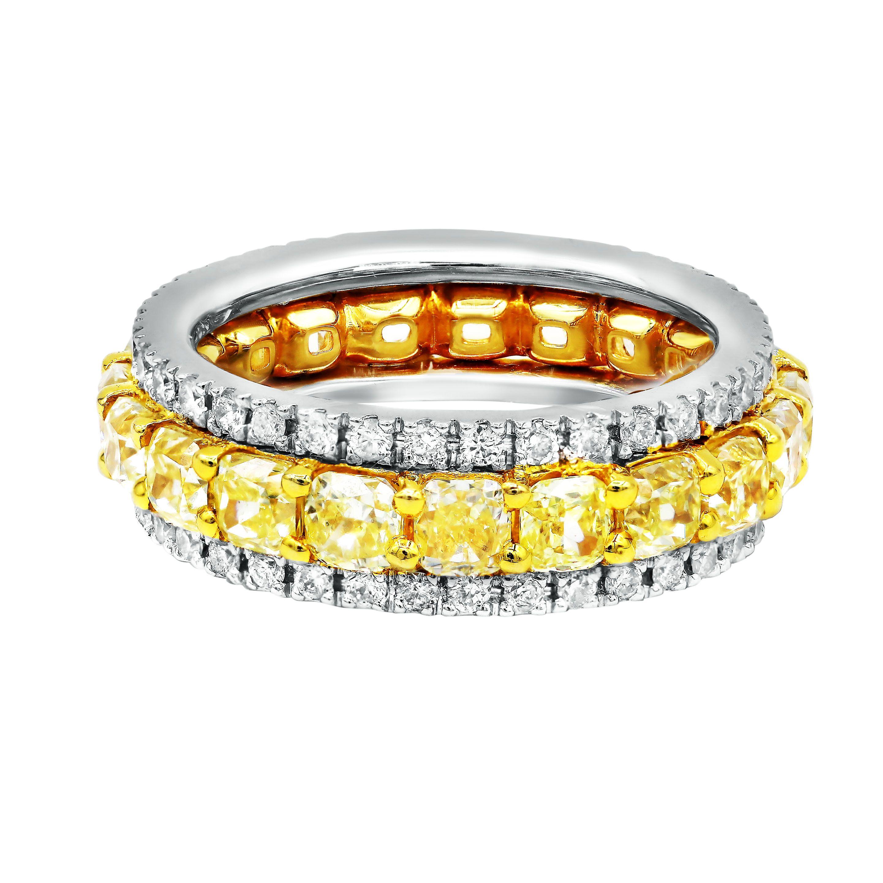 Round Cut Diana M. 4.26 ct Yellow and White Diamond Band  For Sale