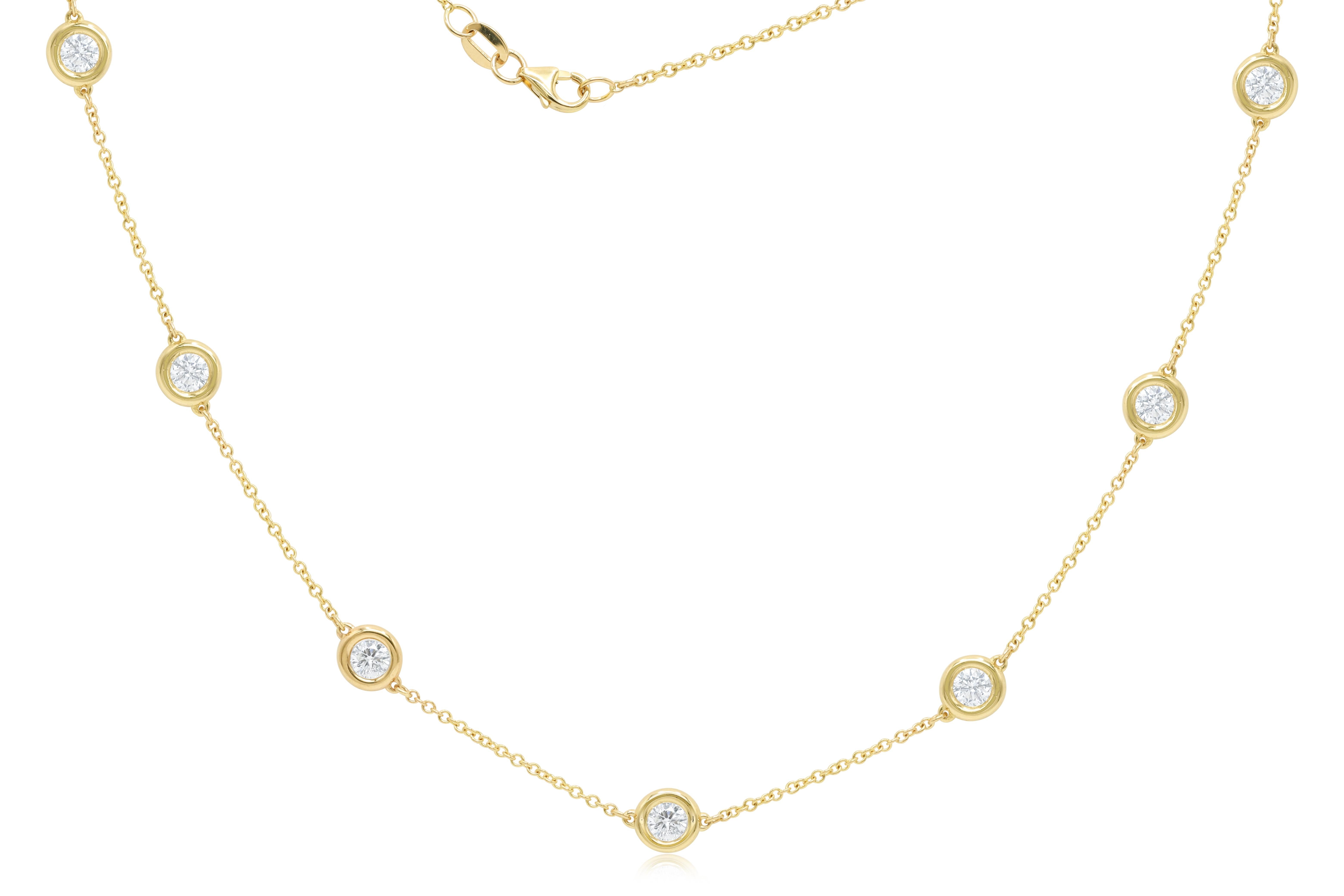 Modern Diana M. 4.45  Diamonds By The Yard Carat of White Round Diamonds Necklace  For Sale