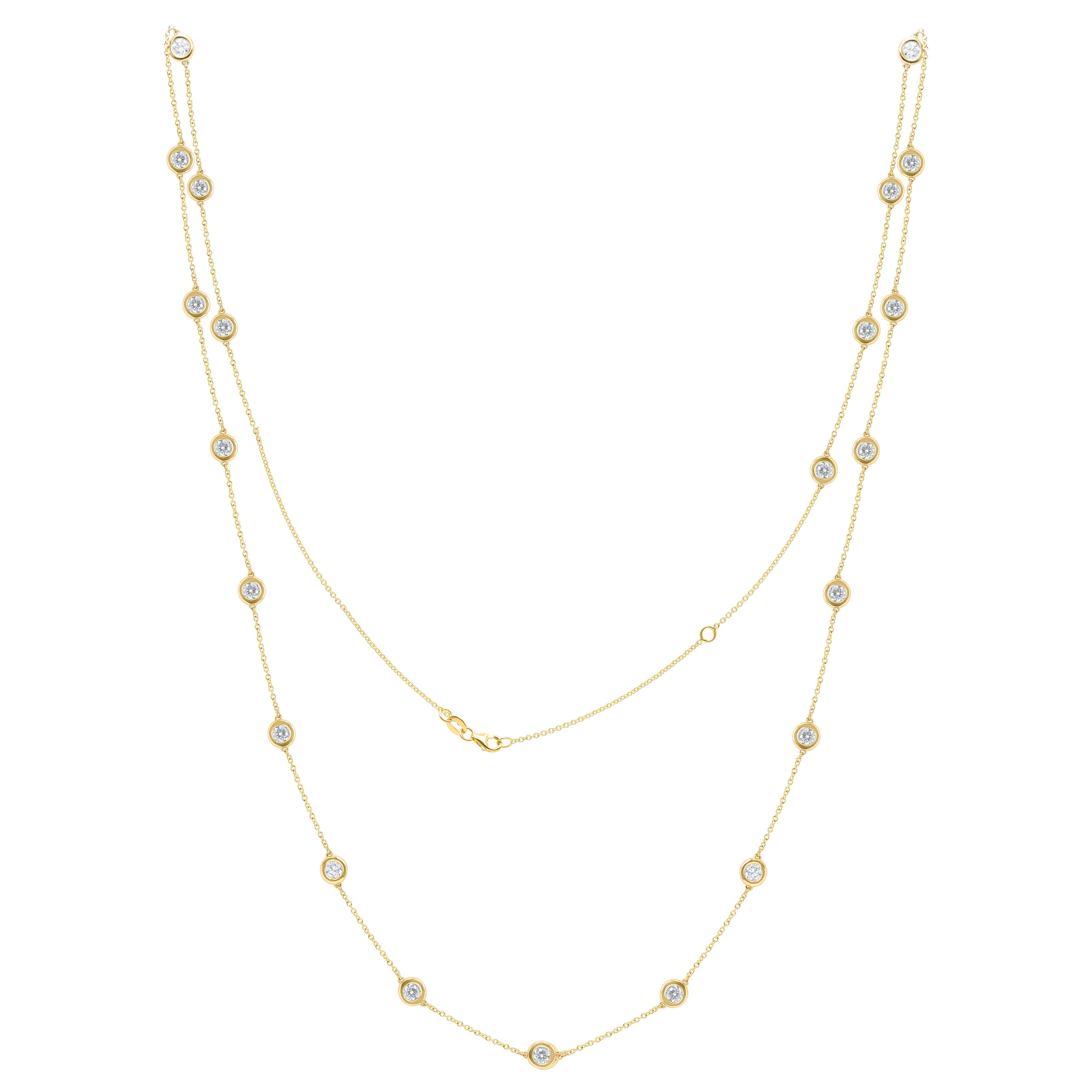 Diana M. 4.45  Diamantes por metros Quilates de diamantes redondos blancos Collar en venta