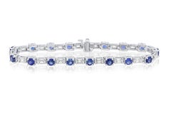Diana M 4.45ct Baguette Diamond & 5.90ct Round Blue Sapphire Bracelet