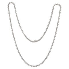 Diana M.Custom 47.60 Cts 3 Prong Diamond Necklace  34" 18K White Gold Opera 