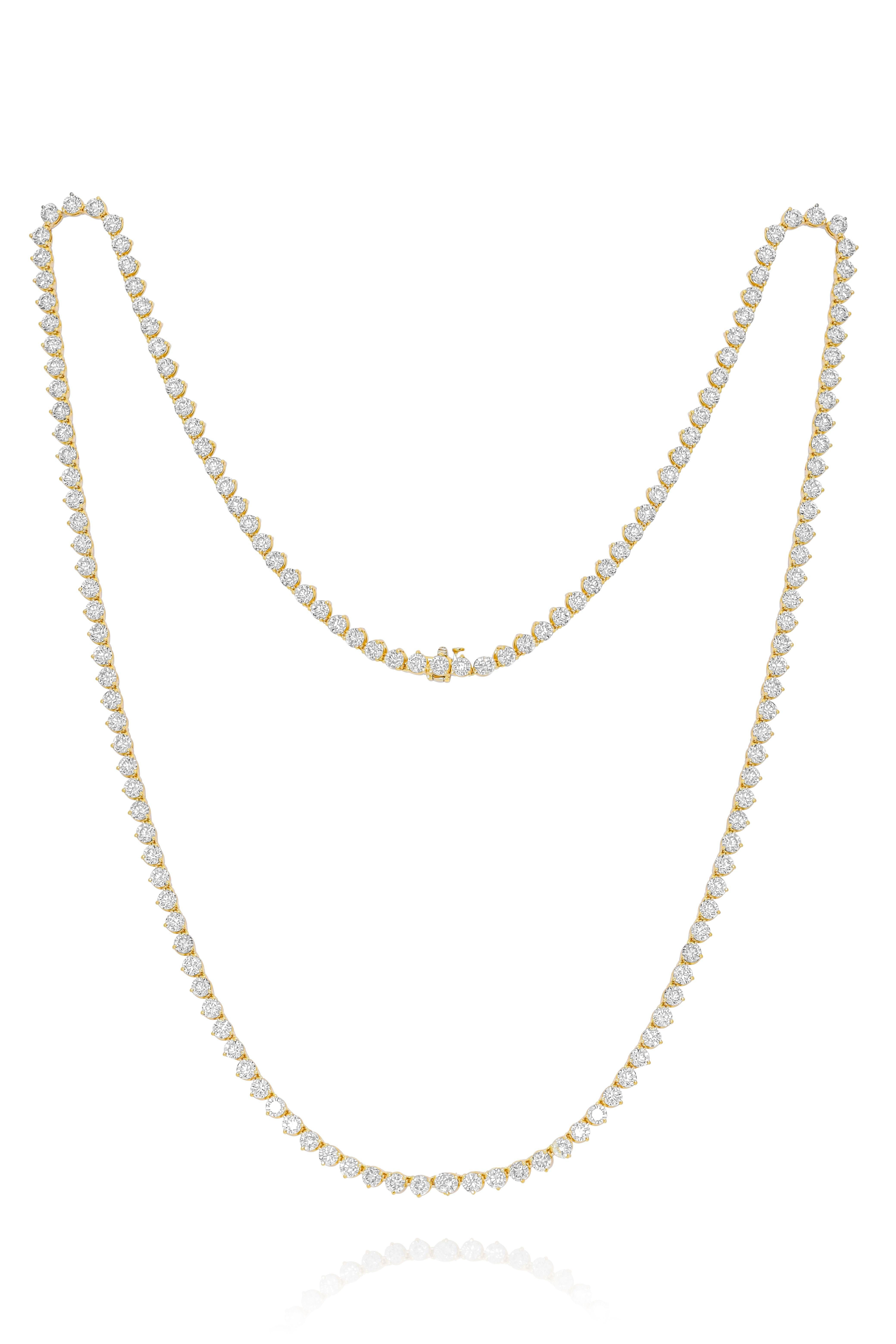 Round Cut Diana M. 48.65 Ct Long Diamond Tennis Necklace For Sale