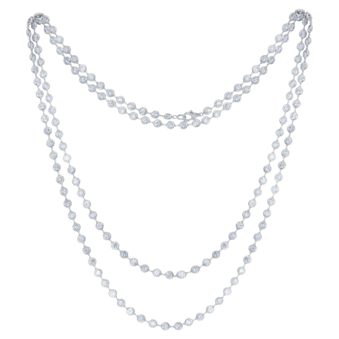 Diana M.Custom 49.50 Carat Bezel Set Diamonds By The Yard 55" Necklace For Sale