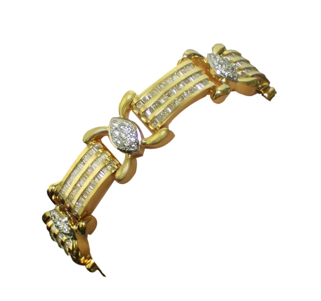 Diana M 5,00cts Diamant-Mode-Armband aus 14kt gelbem Golg (Moderne) im Angebot