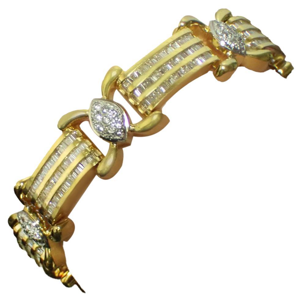 Diana M Bracelet à la mode en or jaune 14 carats avec diamants de 5,00 carats