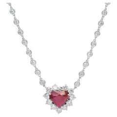 Diana M. 5.02 Ct. Natural Ruby and Diamond Heart Necklace