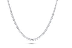 Diana M. 5.15 Cts Round Diamond 18k White Gold Half Graduated Tennis Necklace