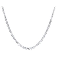 Diana M. 5.15 Cts Round Diamond 18k White Gold Half Graduated Tennis Necklace
