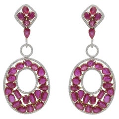 Diana M. 53.20 Carat Ruby and Diamond Earrings