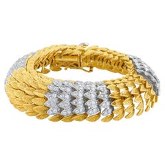 Diana M Bracelet Art déco feuille d'or 6,00 carats avec diamants 
