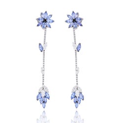 Diana M. 6.23 Carat Sapphire and Diamond Hanging Flower Earrings