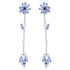 Diana M. 6.23 Carat Sapphire and Diamond Hanging Flower Earrings