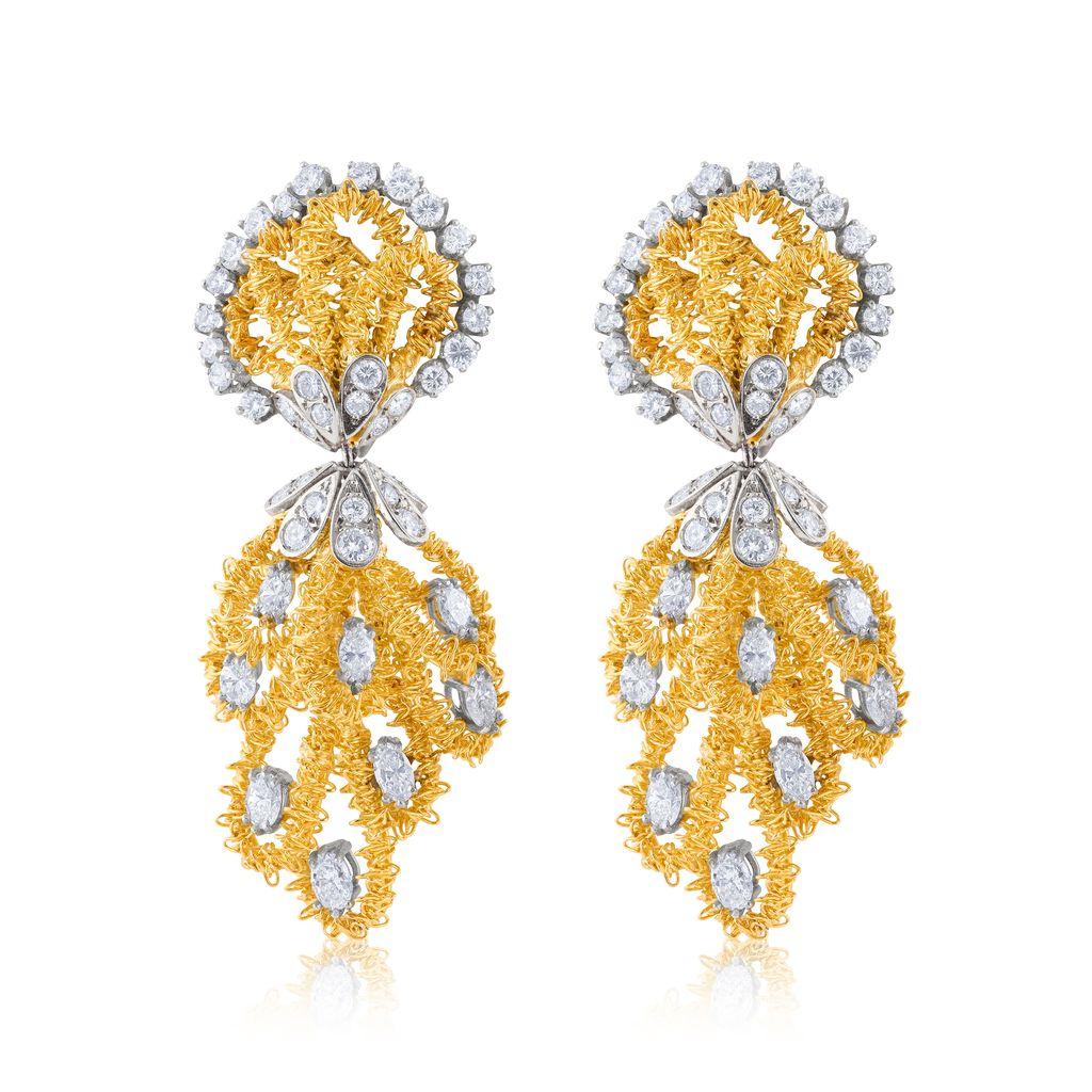 Taglio rotondo Diana M 6,50 Ct Orecchini pendenti in stile Art Deco in vendita