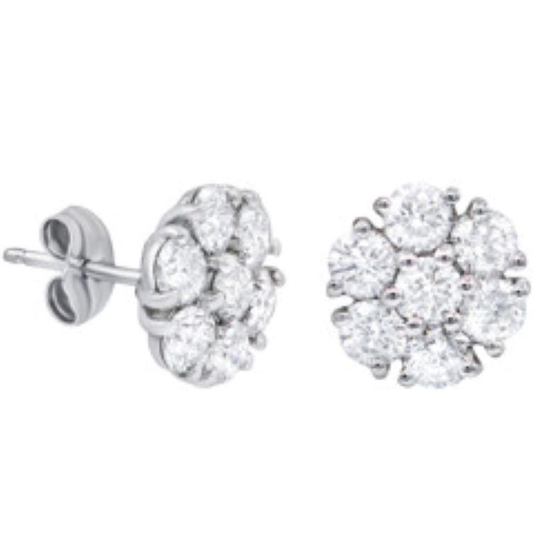 Taglio rotondo Diana M. 6.55 CT. Orecchini con diamanti. Oro bianco 18 carati in vendita
