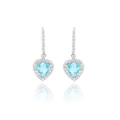 Diana M. 7.70 Carat Aquamarine Heart Center Stone Earrings