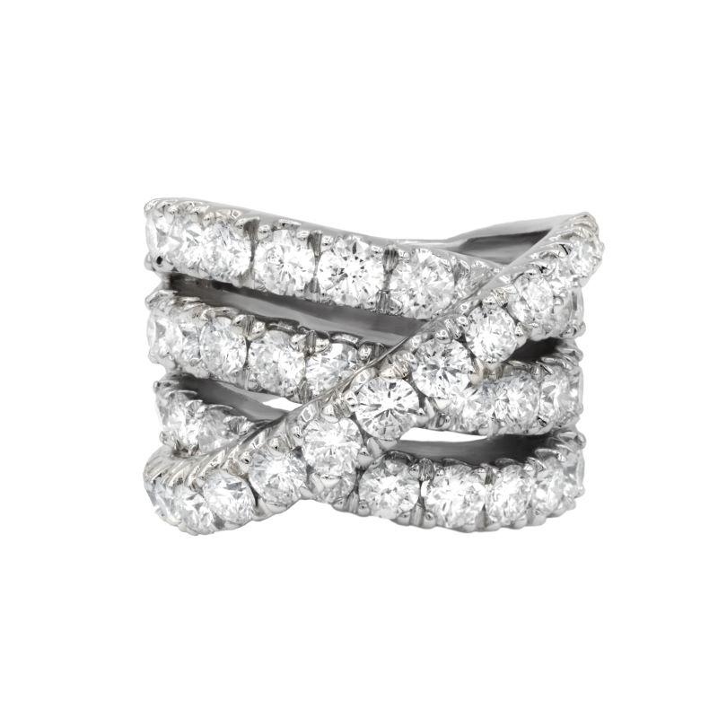 Round Cut Diana M. 8.10 CT. Diamond Ring. 18K White Gold For Sale