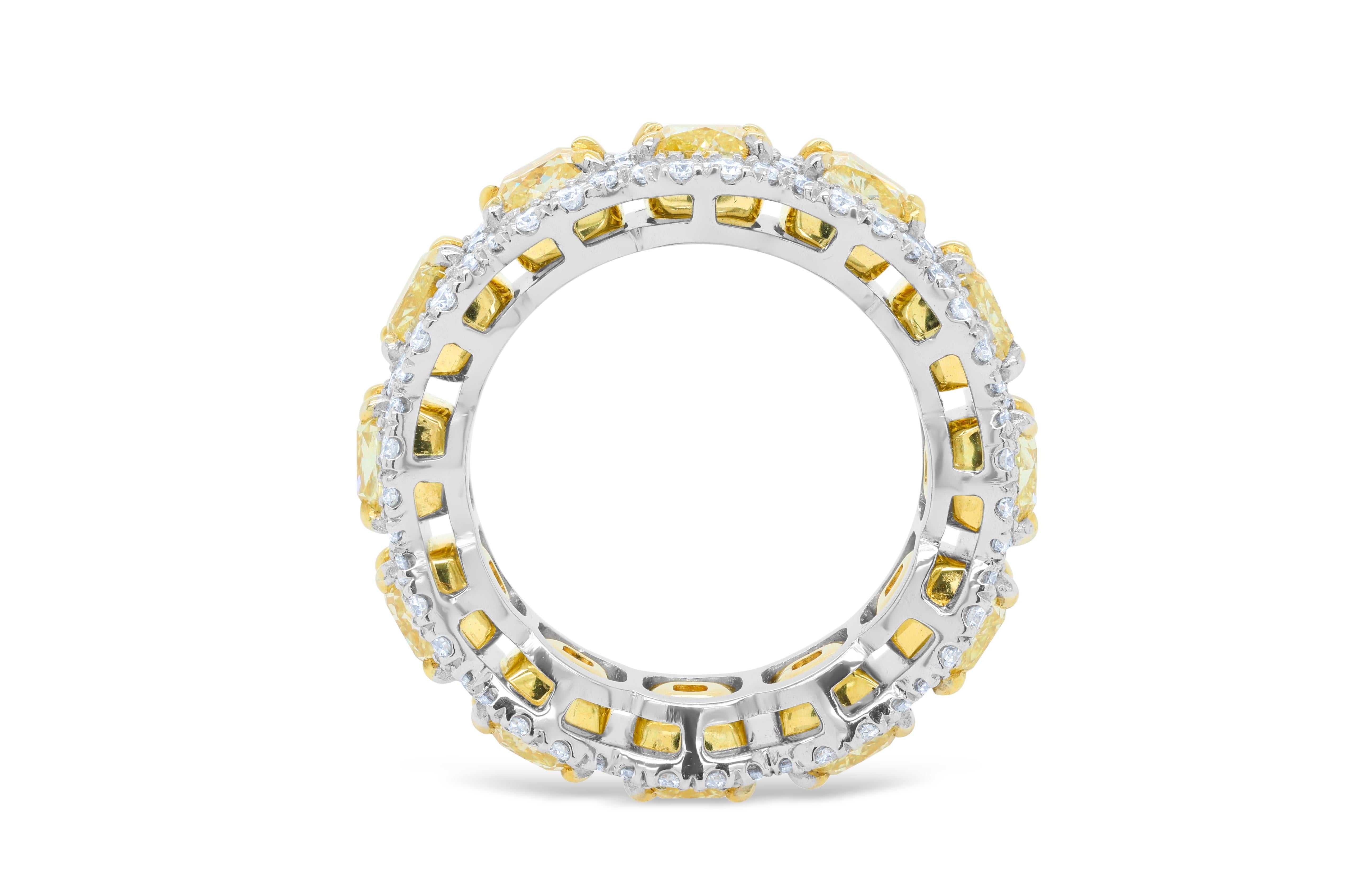 Modern Diana M 8.40Ct Yellow & 1.40Ct White Diamond Eternity Band in 18K WG & Platinum For Sale