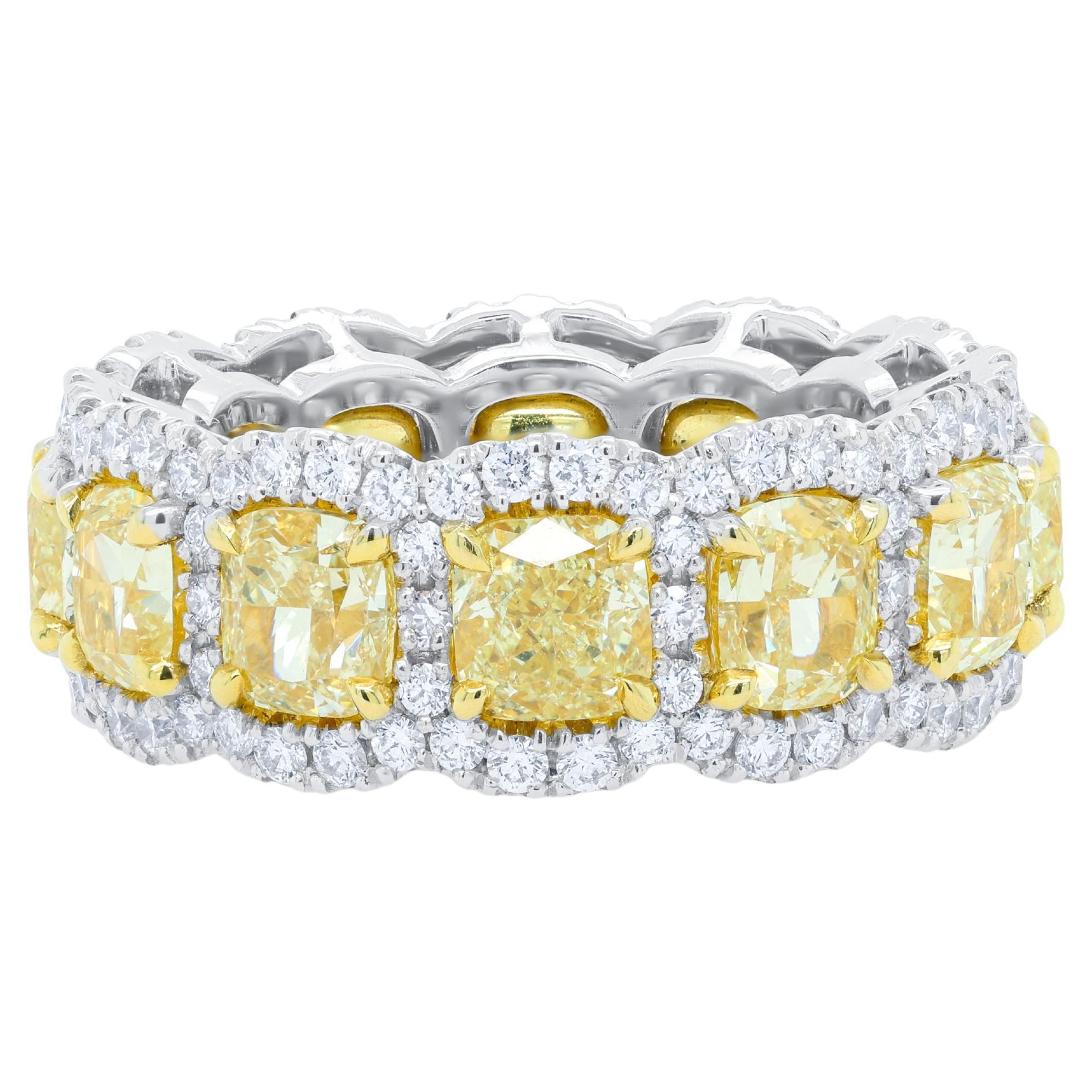 Diana M 8.40Ct Yellow & 1.40Ct White Diamond Eternity Band in 18K WG & Platinum