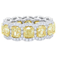 Diana M 8.40Ct Yellow & 1.40Ct White Diamond Eternity Band in 18K WG & Platinum