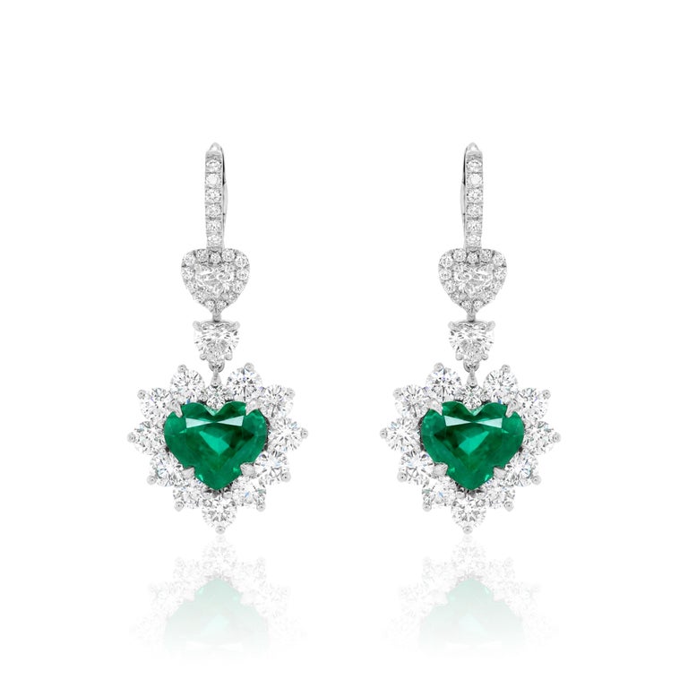 Diana Orecchini di smeraldo a forma di cuore certificati da