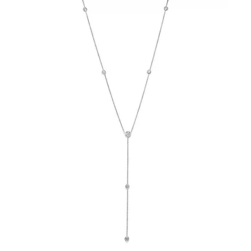 Diana M. Diamant-Halskette aus 14 Karat Weißgold mit Schliff (Rundschliff) im Angebot