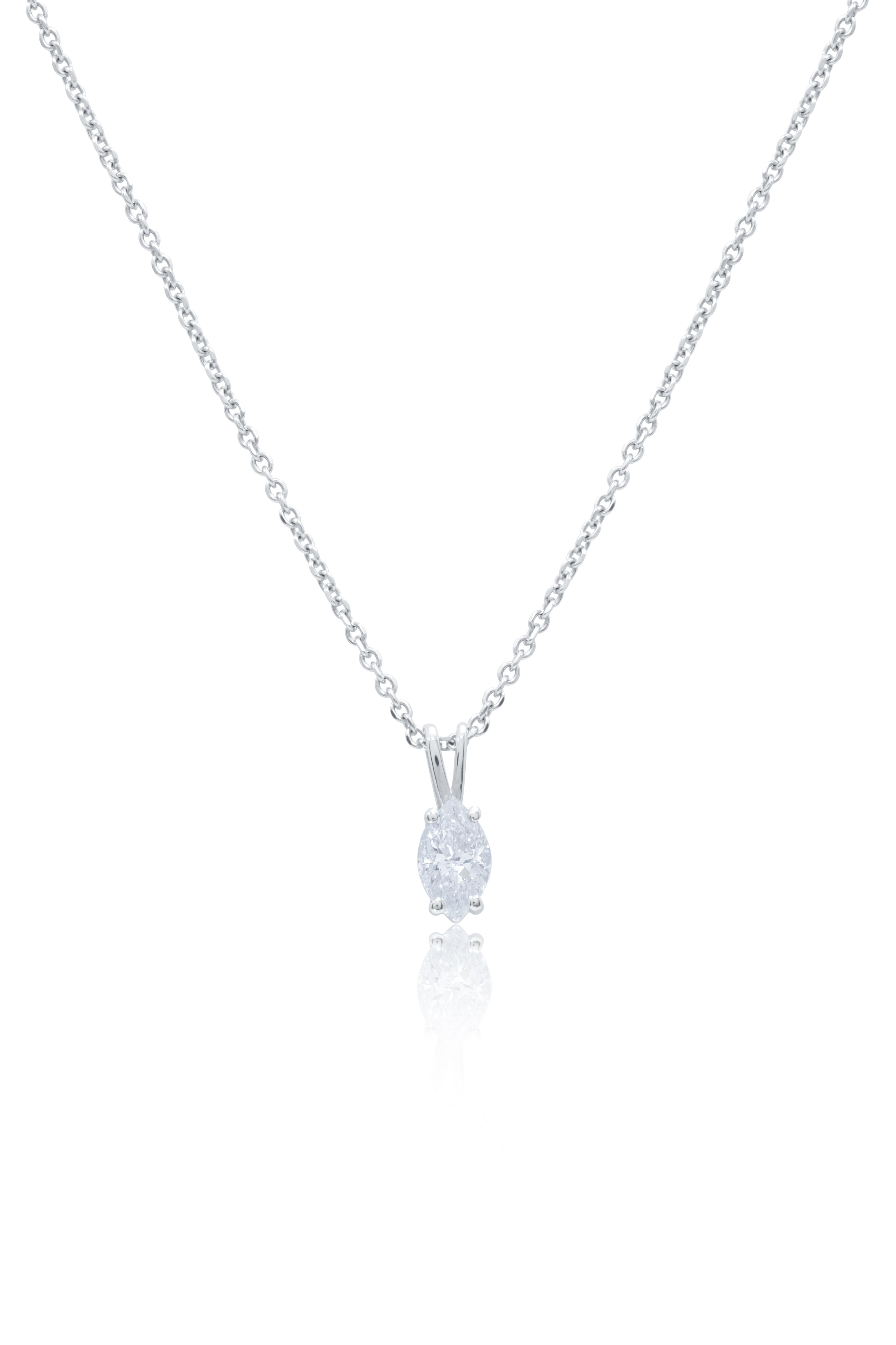 14 kt white gold diamond pendant with one 0.55 cts tw marquise diamond