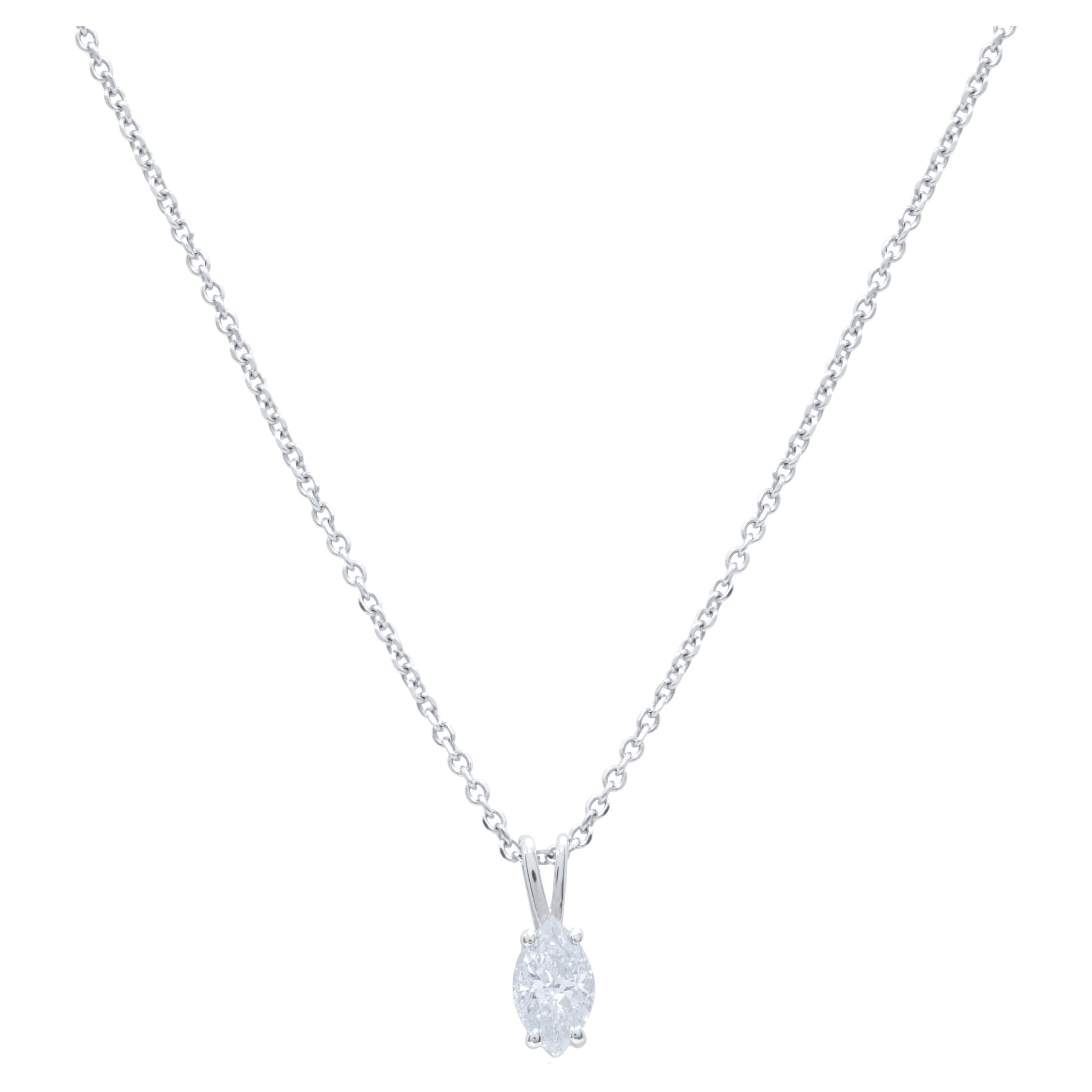 Diana M. Custom 0.55 Cts. Marquise Diamond Pendant 14K White Gold