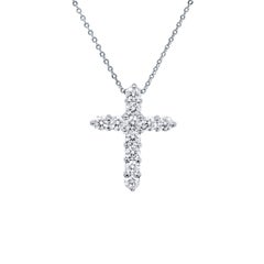 Diana M. Custom 1.00 Cts. Diamond Cross Pendant 18K White Gold