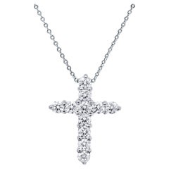 Diana M. Custom 1.00 Cts. Diamond Cross Pendant 18K White Gold