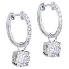 Diana M. Custom 1.00 Cts. Diamond Drop Hoop Earrings 14K White Gold