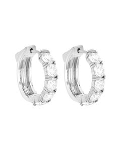 Diana M. Custom 1.00 Cts. Diamond Huggie Earrigns 18K White Gold