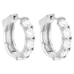 Diana M. Custom 1.00 Cts. Diamond Huggie Earrigns 18K White Gold