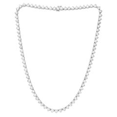 Diana M. maßgefertigte 10,00 Karat Diamant-Tennis-Halskette aus 18 Karat Weißgold mit 3 Zacken 16,5"