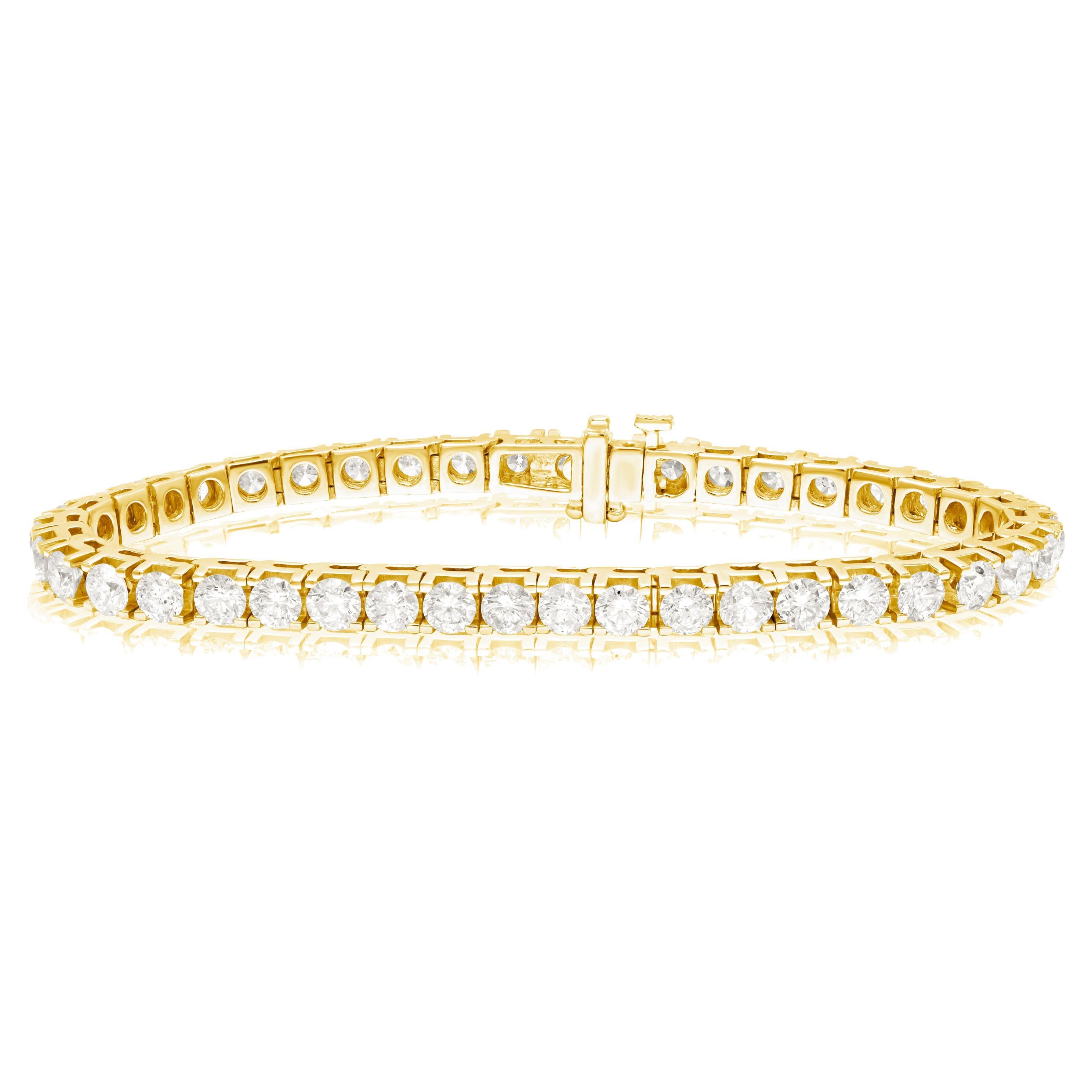 A&M. Custom 10.00 Cts. Bracelet de tennis avec diamants en or jaune 14K