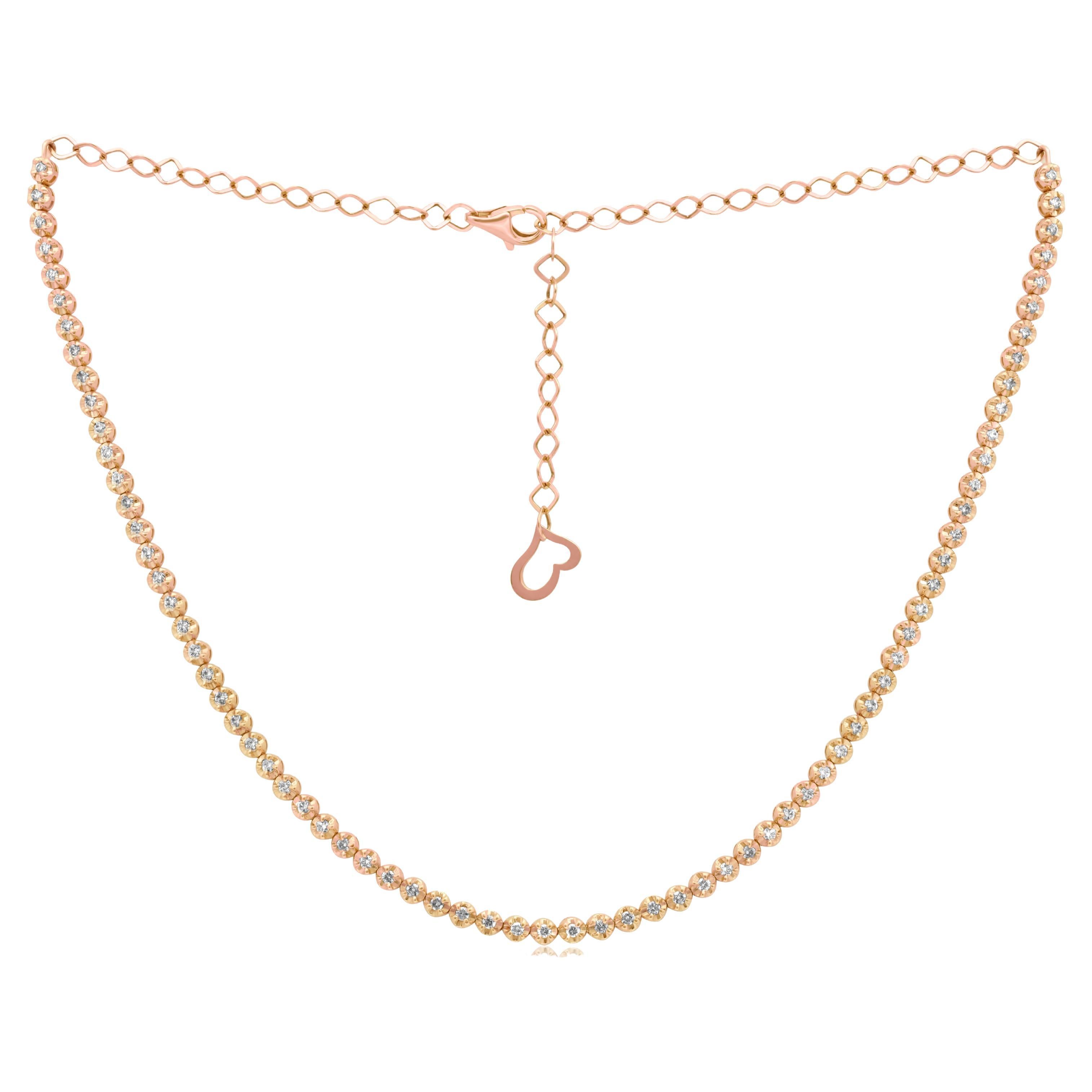 Diana M. Custom 1.03 Cts. Diamond Choker Necklace 14K Rose Gold im Angebot